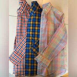 EUC - 3 boys plaid/gingham dress shirts, Crewcuts & Lands’ End, size 12